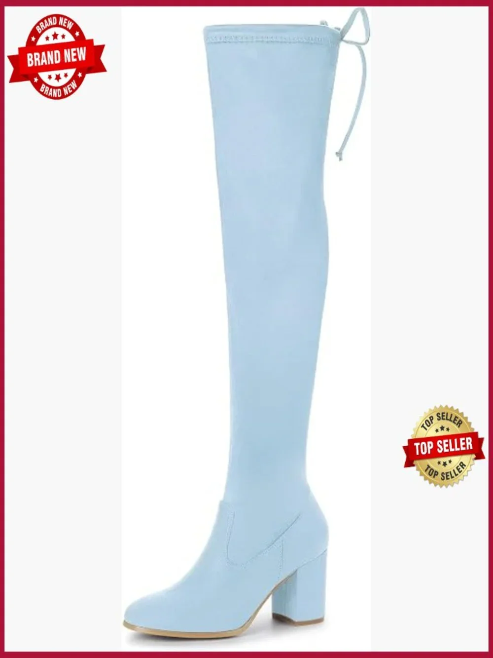 Round Toe Chunky Heel Over the Knee High Boots Faux Suede Zip Lace Up Block Heel